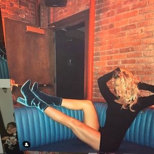 Velvet cobalt blue booties